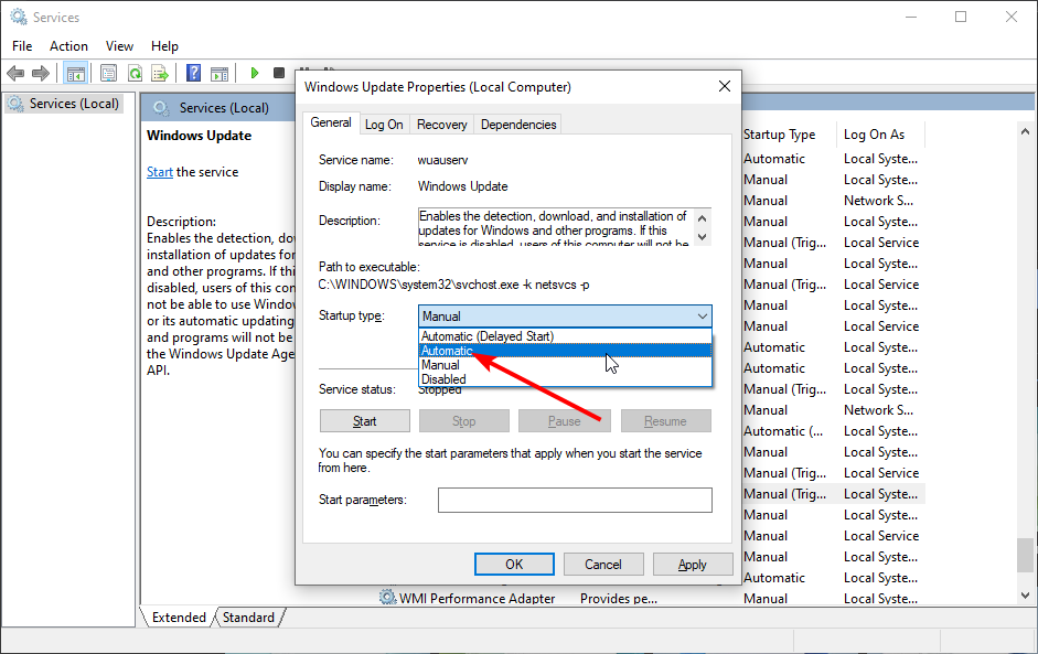 Автоматический запуск службы