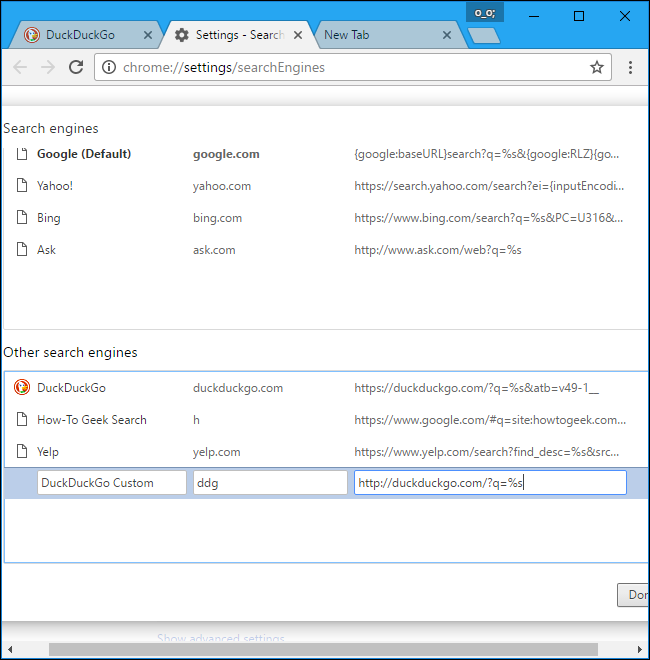 Добавление поисковой строки вручную в Chrome