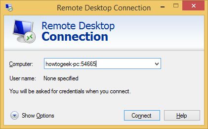 Подключение к удалённому рабочему столу с указанием IP:порт