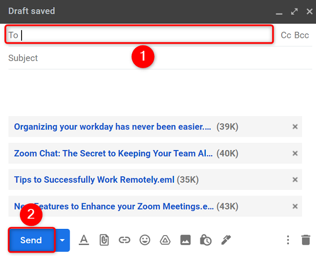 Введите адрес получателя и нажмите «Отправить».