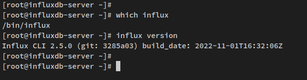Путь к binary influx и версия