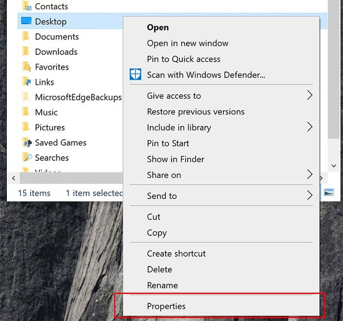 Свойства папки Windows