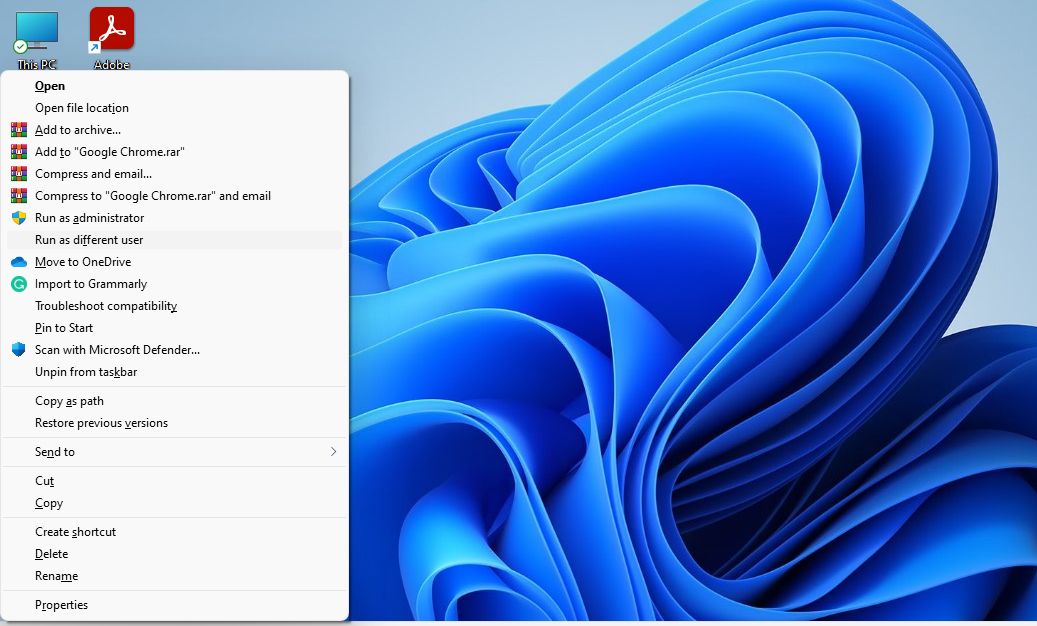 запуск приложения от другого пользователя через контекстное меню