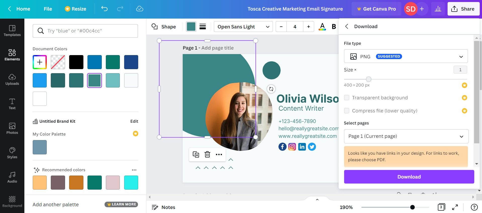 Экран загрузки файла в Canva с опциями формата