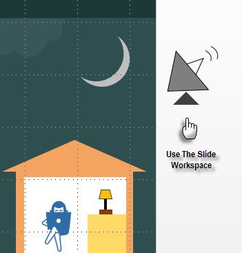 Использование рабочей области слайда для подготовки элементов