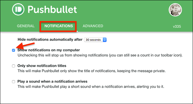 Отключение уведомлений Pushbullet в расширении