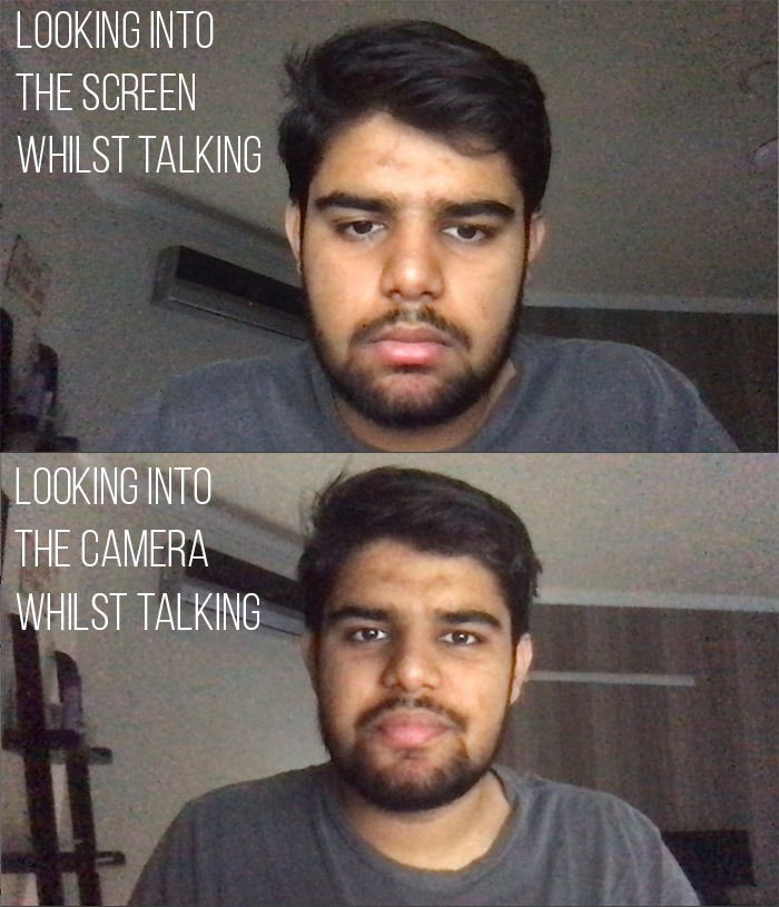 Смотрящий в камеру участник видеозвонка