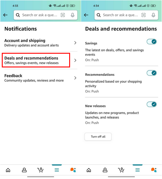 Enabling Amazon Notifications