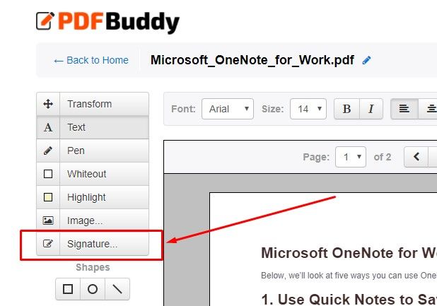 Интерфейс PDF Buddy с кнопкой Sign для добавления подписи
