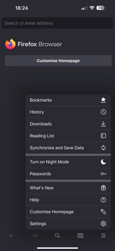 Настройки Firefox, переключатель блокировки всплывающих окон
