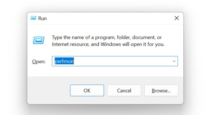 Диалог Run с perfmon.exe