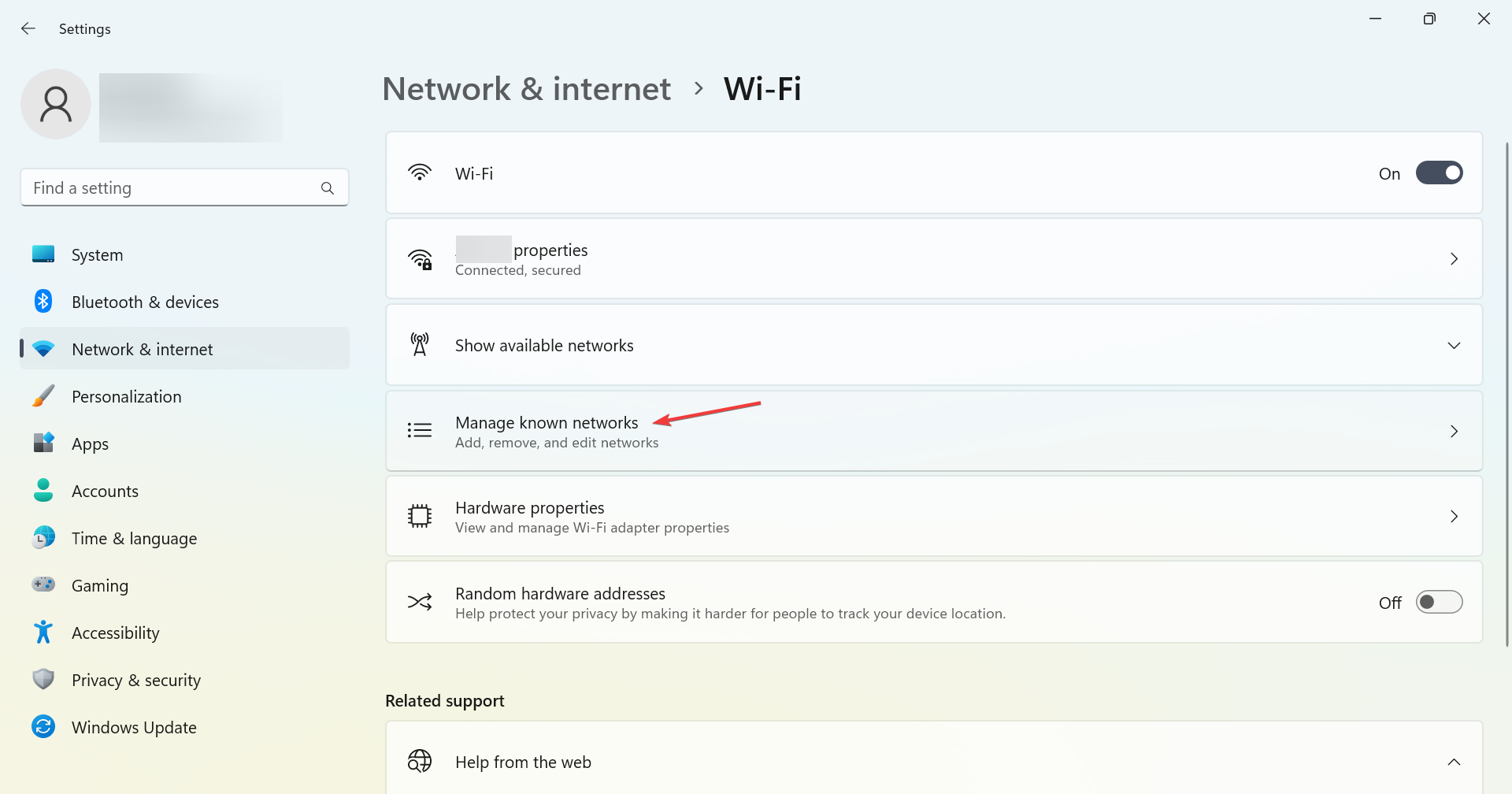 Управление известными сетями в приложении Параметры