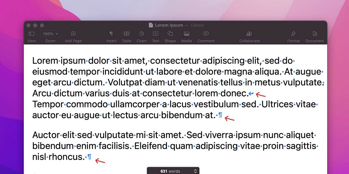 Разница между переносом строки и знаком абзаца