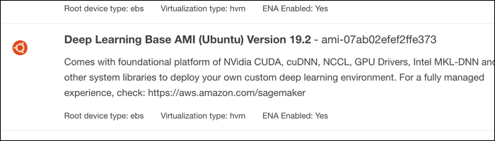 Список AMI в сообществе AWS с образами для GPU