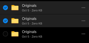 Выбор нескольких файлов в приложении OneDrive