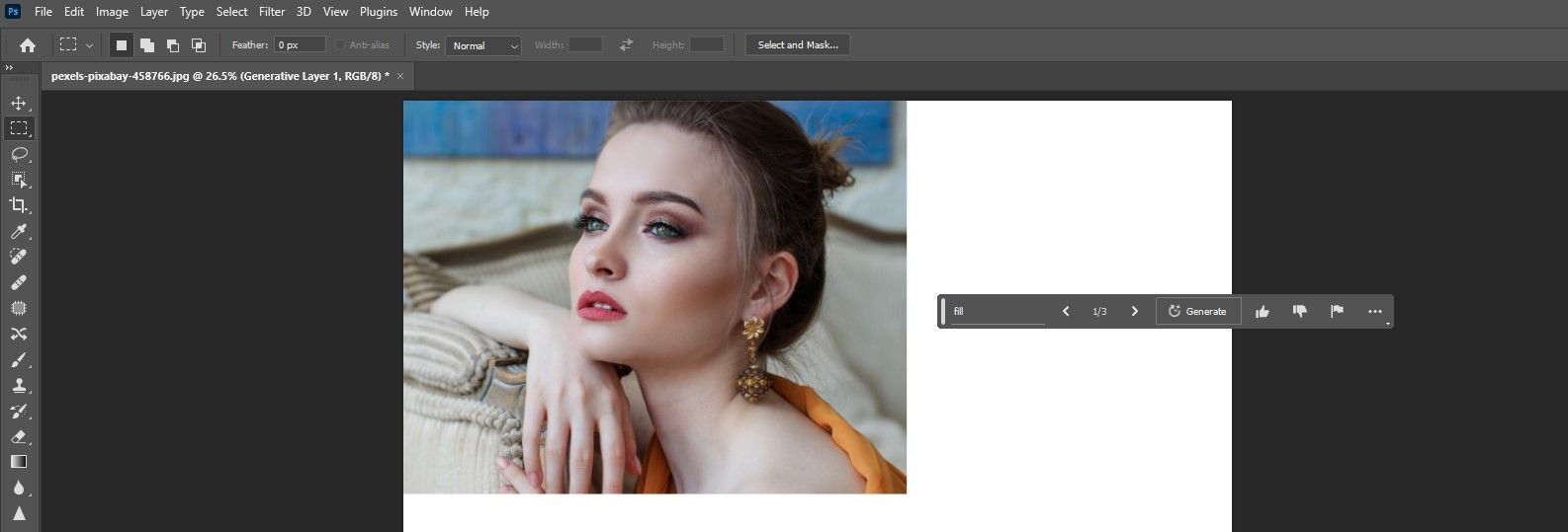 Заполнение верхней части изображения