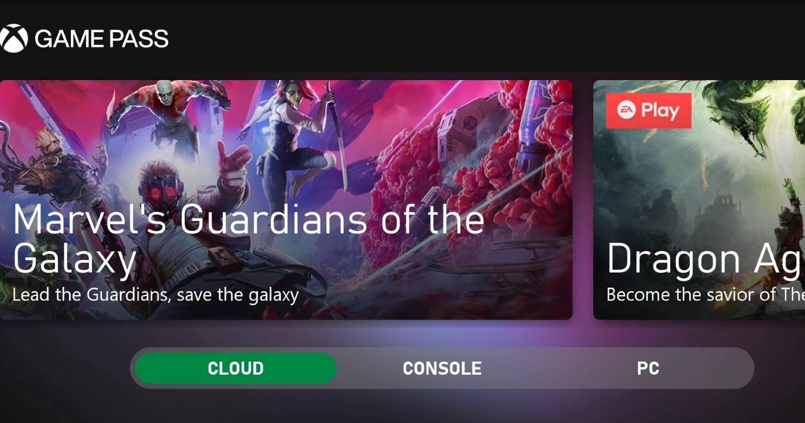 Скриншот мобильного приложения Xbox Game Pass на Android