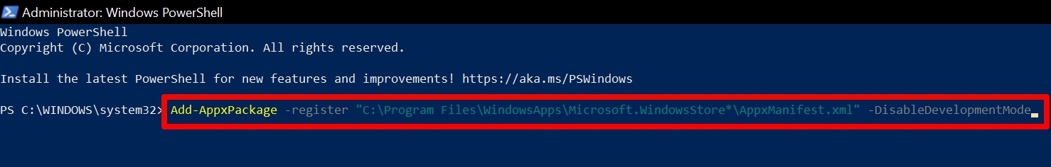 reinstall Microsoft Windows store