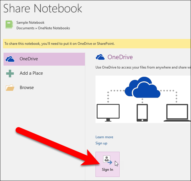 Экран входа в OneDrive