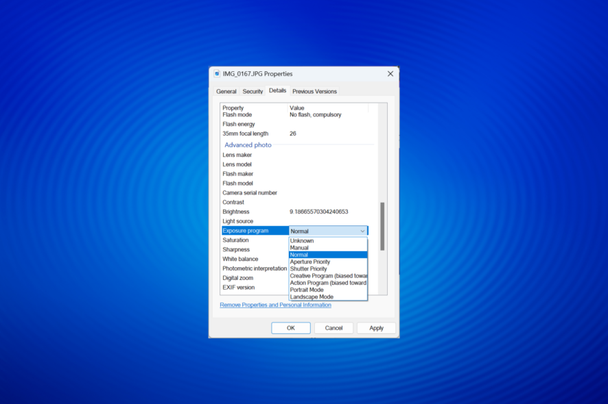 Редактирование EXIF в Windows