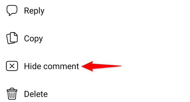 Выберите «Скрыть комментарий» в меню на мобильном.
