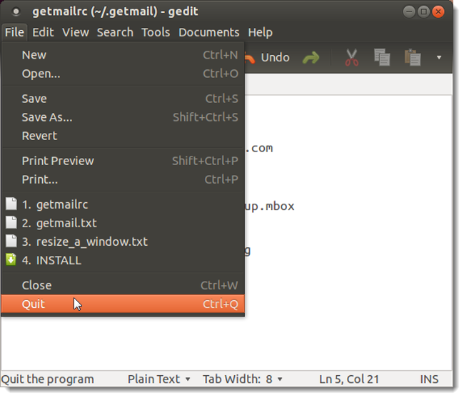 Закрытие gedit после сохранения
