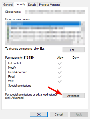 Смена владельца файла в свойствах Windows