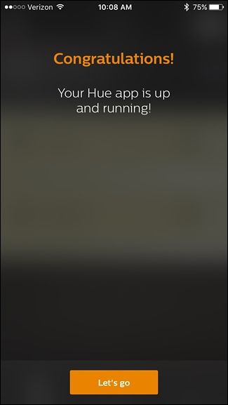 Экран приветствия после настройки