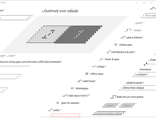 Окно 'Дополнительные параметры дисплея' в Windows 10