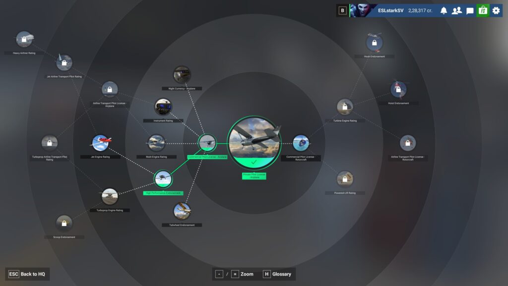 Сертификации MSFS 2024 — меню и значки