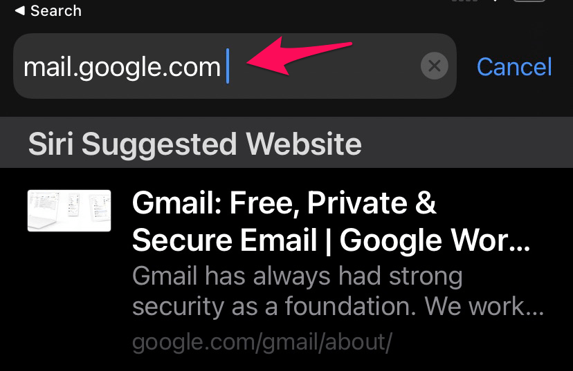 Открыть Gmail в Safari
