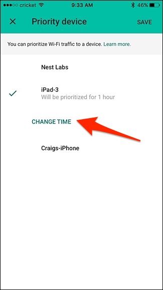 Экран выбора времени приоритизации в приложении