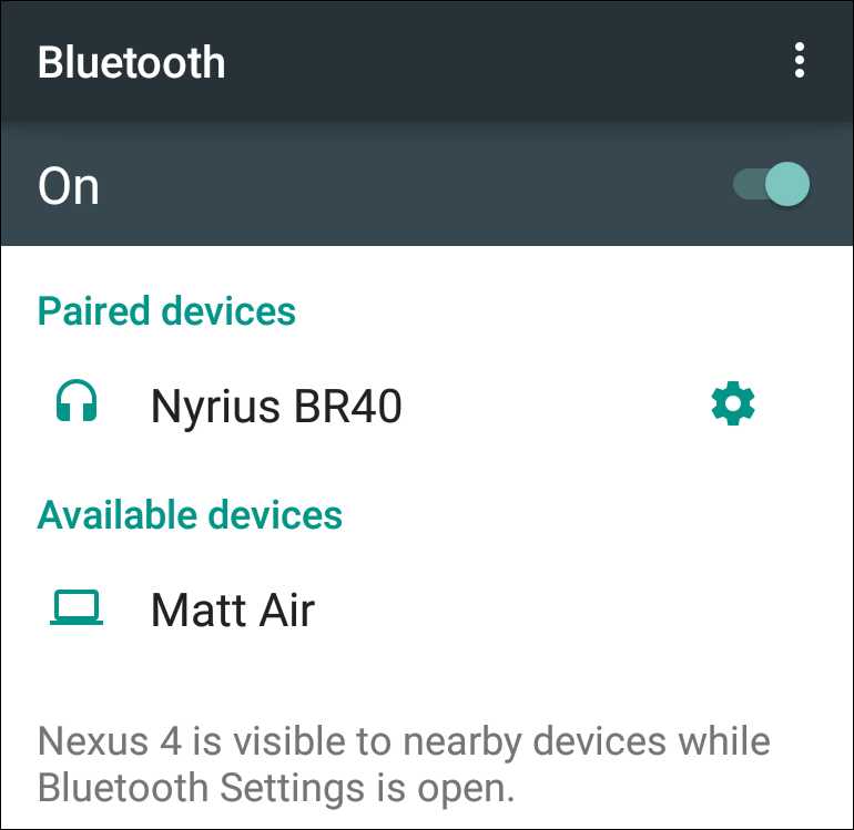 Выбор устройства для сопряжения на Android