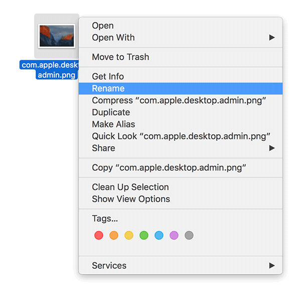 Ejemplo de renombrado del archivo com.apple.desktop.admin.png a com.apple.desktop.admin.backup.png