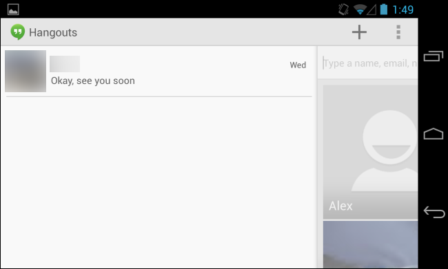 Иконки разных мессенджеров и экран чата Google Hangouts