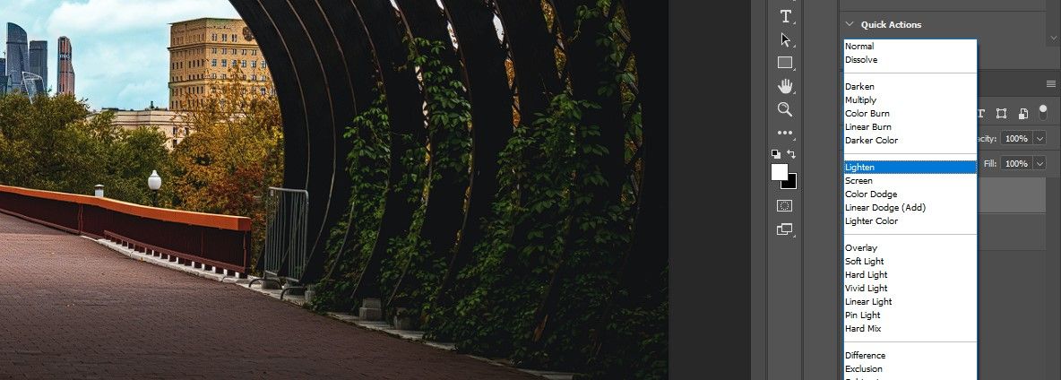 Шаг 2: режим наложения Lighten