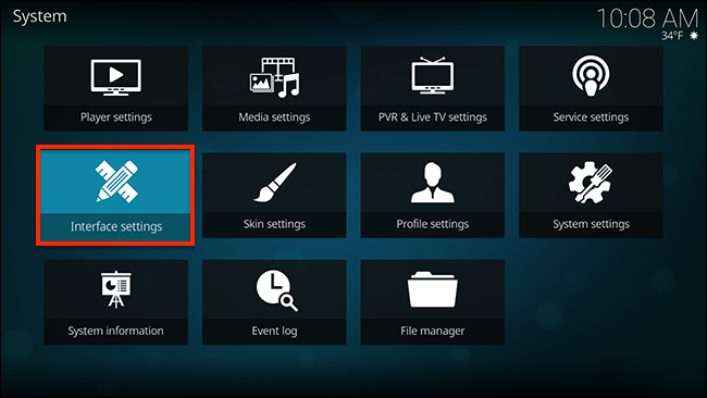 Параметры внешнего вида интерфейса в системных настройках