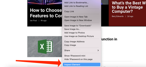 Нажмите Инспектировать элемент
