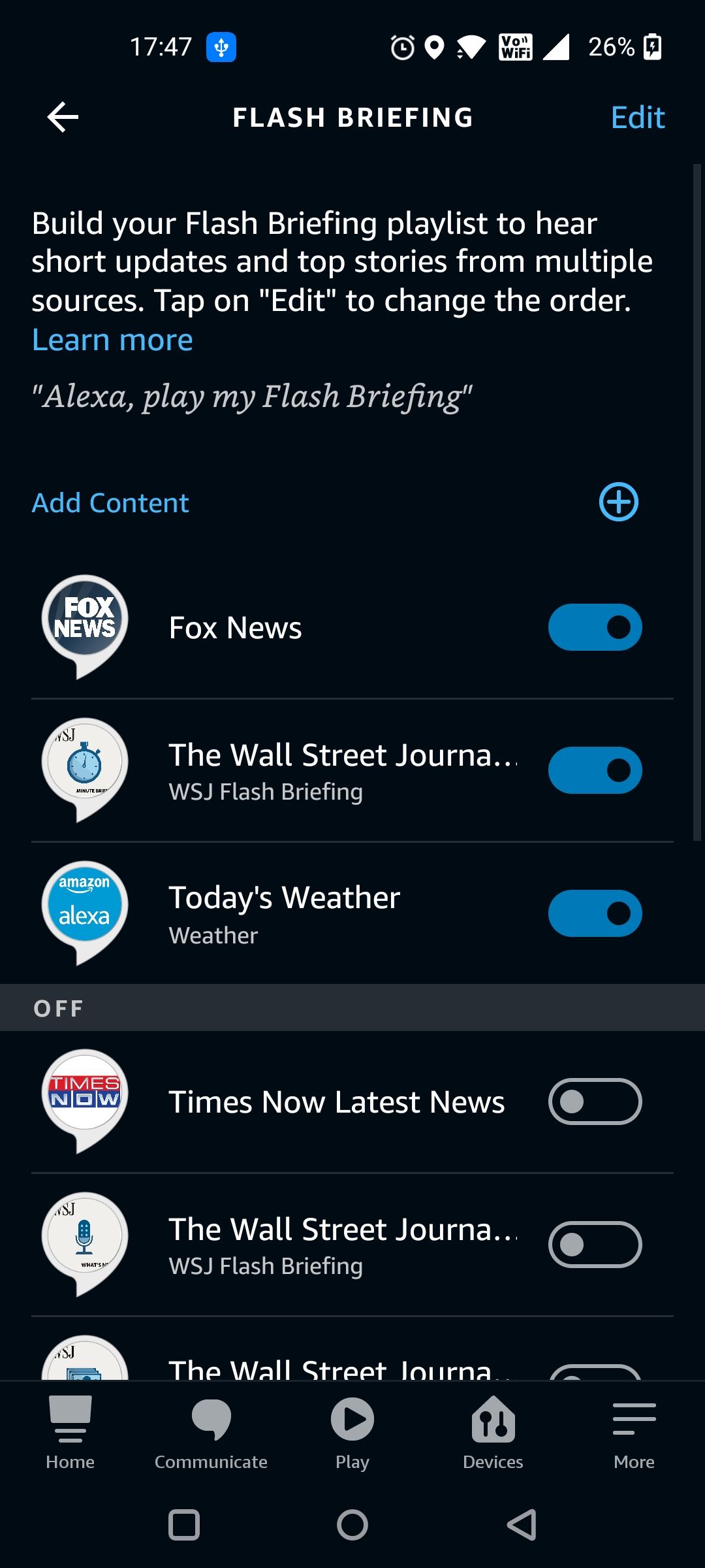 Выбранные брифинги появятся в списке
