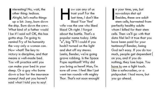 Инициалы в каждом колонке многостолбцового макета