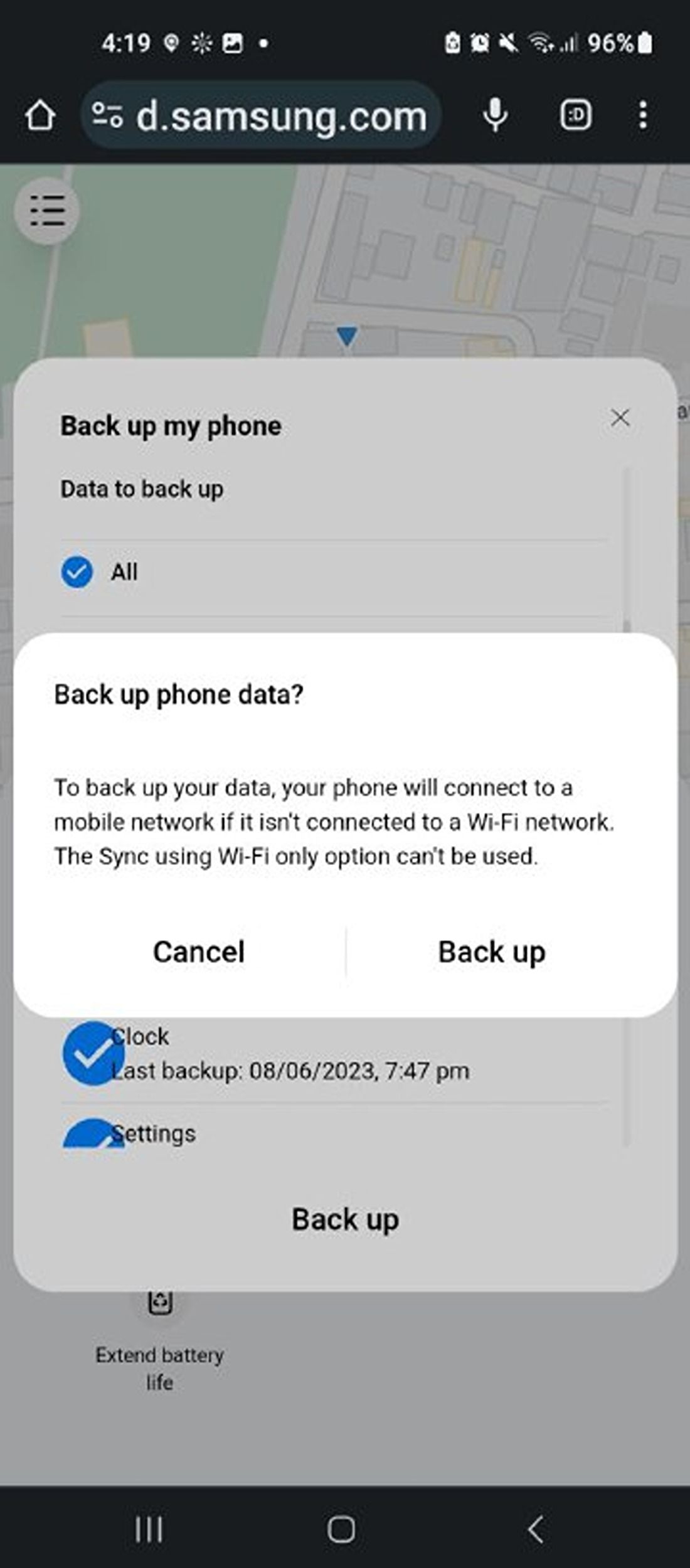 Резервное копирование через SmartThings Find