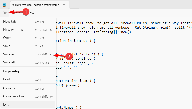 Диалог: сохранить файл в Блокноте, выбор типа файла