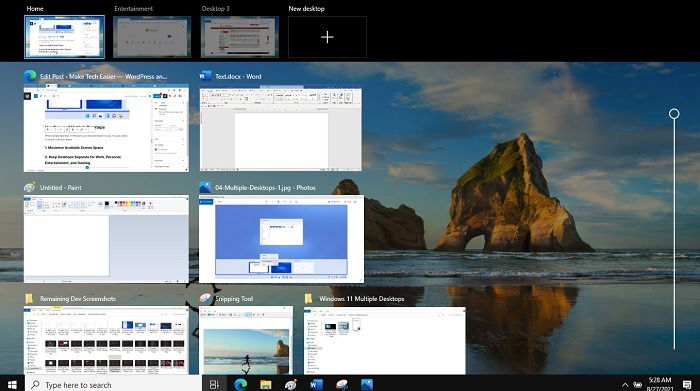 Multiple Desktops Background Timeline