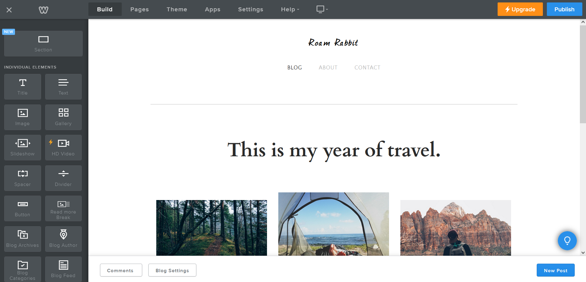 Скриншот дизайна Weebly