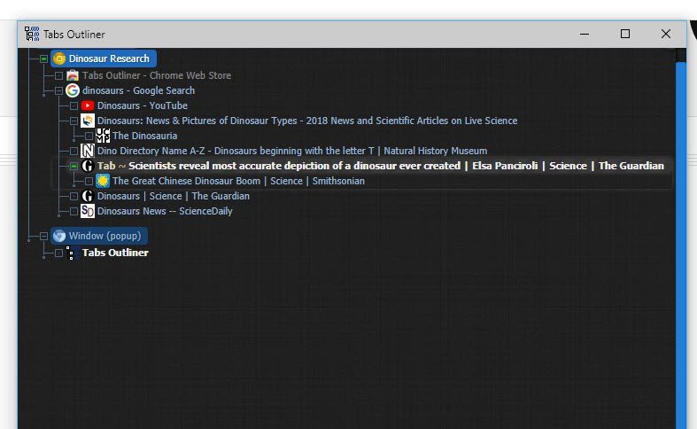 Vertikale Tab- und Baumansicht in Chrome