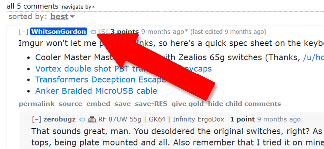 Пример тега рядом с именем пользователя в комментариях