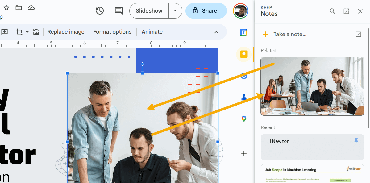 Изображение, сохранённое в Google Keep, готово к скачиванию