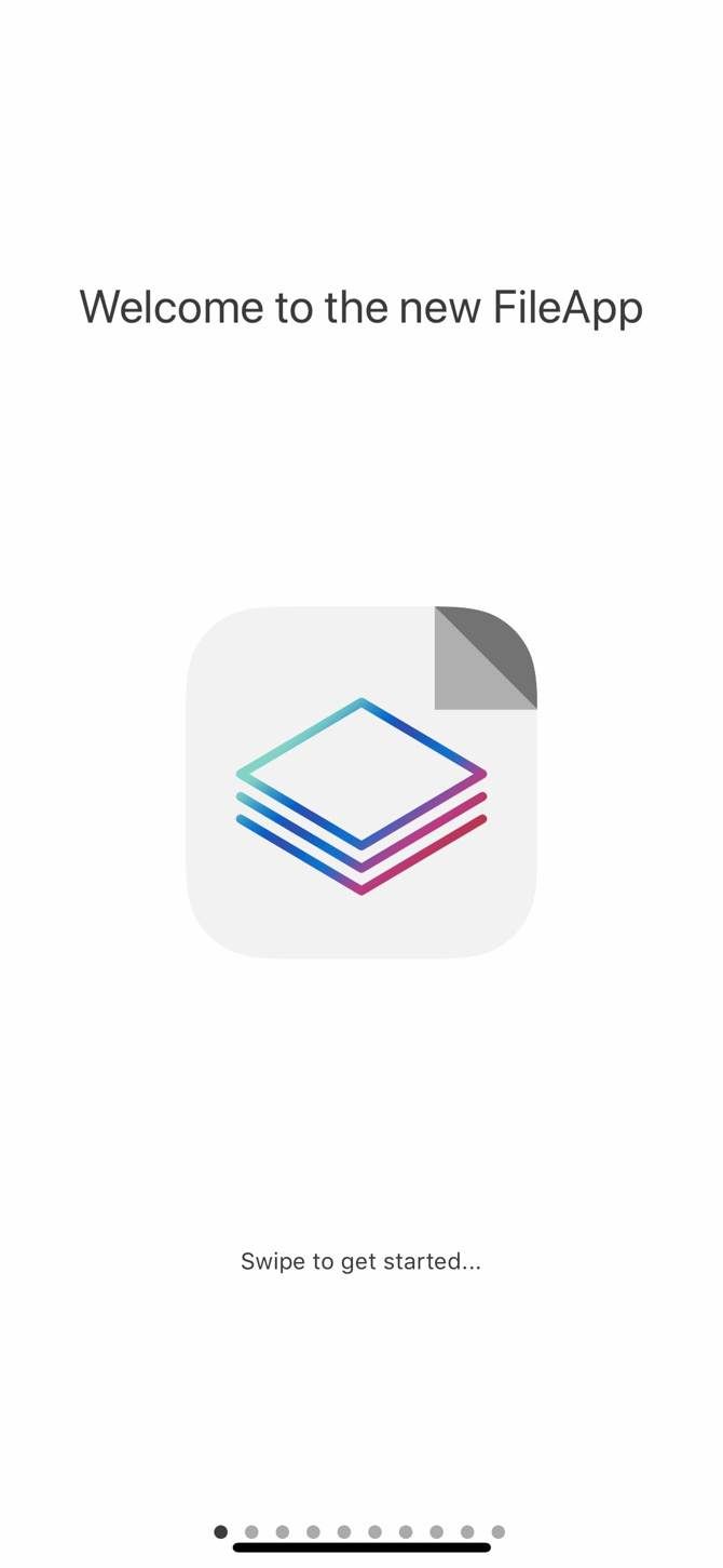 Screen introducing the new FileApp