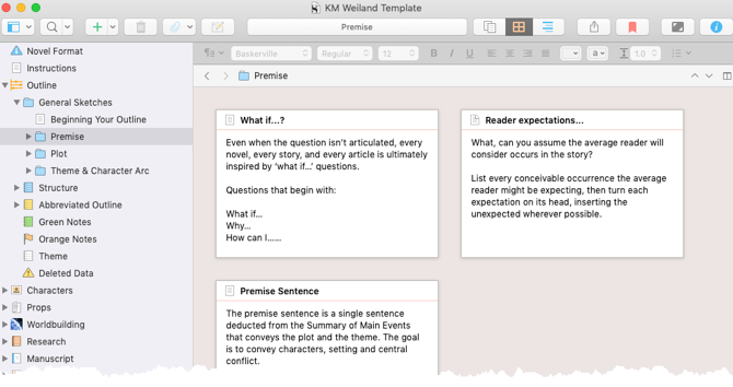 Шаблон для планирования в Scrivener