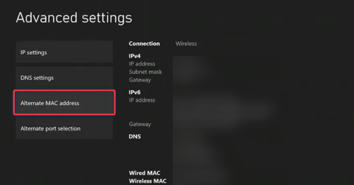 Параметр Альтернативный MAC‑адрес
